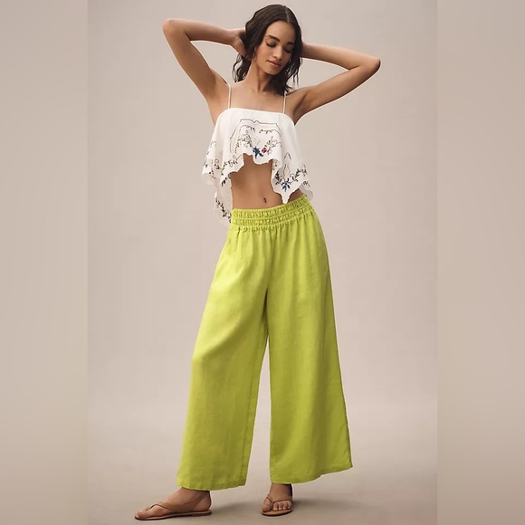 NWT! Anthropologie The Somerset Pull-On Pants: Linen Edition - MEDIUM TALL 🐌 - Picture 1 of 3